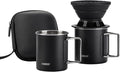 Vandroop Portable Pour Over Coffee Maker Set, Collapsible Silicone Coffee Dripper Set, Perfect for Travel, Camping, Home (BLACK CUP 2CUP)