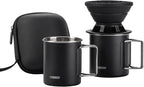 Vandroop Portable Pour Over Coffee Maker Set, Collapsible Silicone Coffee Dripper Set, Perfect for Travel, Camping, Home (BLACK CUP 2CUP)