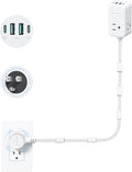 TROND Electrical Outlet Extender 360° Rotating Plug with 20W USB C, 36in Short Extension Cord, Wall Plug Adapter with 3 AC Outlets, Access Hard-to-Reach Outlets Use Behind Couches, Desk, White