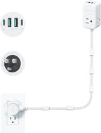 TROND Electrical Outlet Extender 360° Rotating Plug with 20W USB C, 36in Short Extension Cord, Wall Plug Adapter with 3 AC Outlets, Access Hard-to-Reach Outlets Use Behind Couches, Desk, White