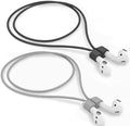 Mooyavia 2 Pack Ultra Strong Magnetic Anti-Lost Straps for AirPods, Soft Silicone Sports Lanyard Neck Rope Cord Compatible with AirPods 4/3/2/1 and AirPod Pro 2/1- Black+Gray