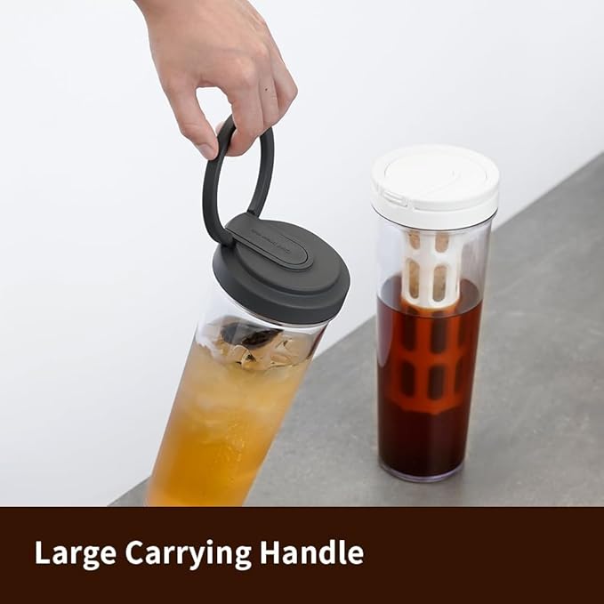 watchget Portable Cold Brew Coffee Maker 34oz/1L Iced Coffee Maker and Tea Brewer Leak-Proof Removable Fine Mesh Filter Perfect for Outdoor Camping Trip (Dark Grey)