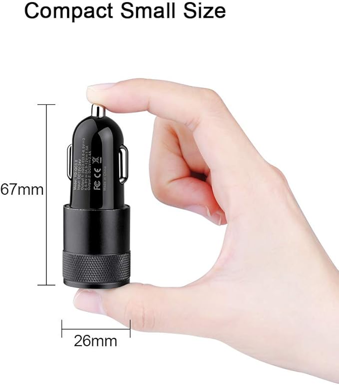 Fast Car Charger, Quick Charging 5.4A/30W Phone USB Adapter Rapid Plug 2 Port Cigarette Lighter Auto Charger Flush Compatible Samsung, Tablet, iPhone, iPad, LG, Automobile