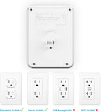 USB Wall Outlet Extender with On Off Switch, Surge Protector Outlet,6 AC Multi-Plug with 3 USB Ports (1 USB C), 490 Joules, Flat Socket Splitter with Spaced Outlet for Home, Office, College