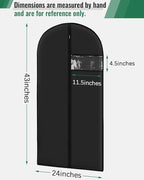 Garment Bags for Hanging Clothes 8 packs Washable Black Suit Bags for Closet Storage and Travel with Clear Window (43 inches)