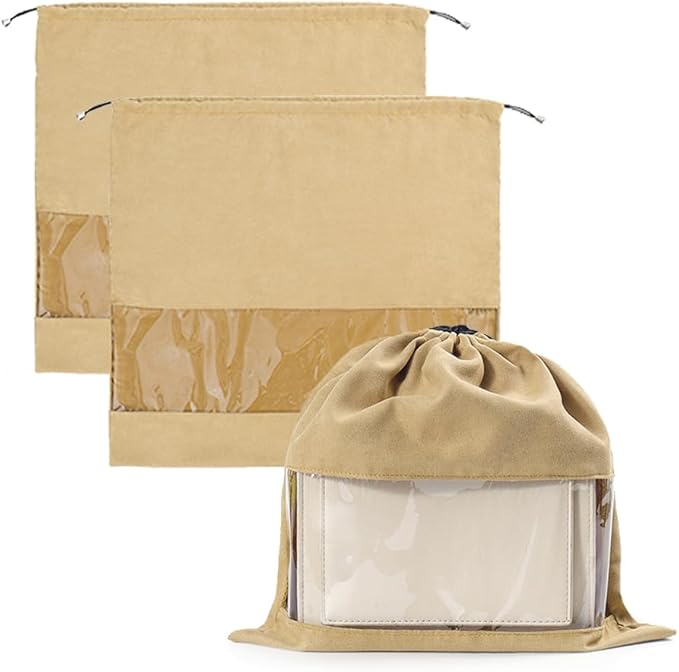 Clear Dust Bags for Handbags, Dustproof Storage Bags with Drawstring Closure, 2-Piece Set – Multi-Purpose Protective Pouches for Handbags, Purses, Shoes, and Boots XL