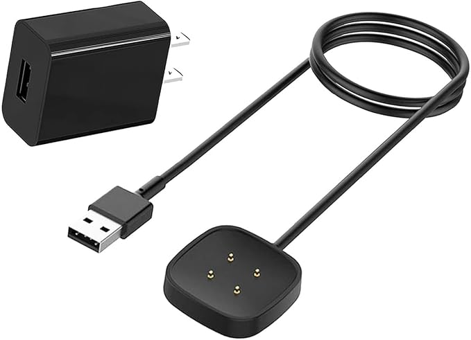 for Versa 4 Charger Versa 3 Charging Cable Wall Plug Charger Compatible with Fitbit Versa 4 /Versa 3 / Sense 2/ Sense Smart Watch Charging Cord