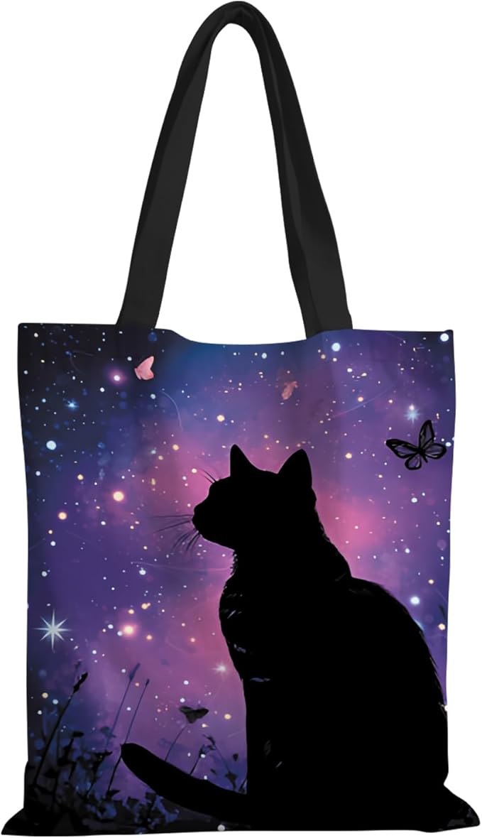 ANNA QUEEN Cat Tote Bag Shoulder Bag Handle Bag for Gym Yoga Picnic Beach Kitchen Reusable