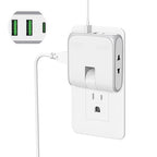 Flat Wall Outlet Extender with USB Charging Ports, HICITY 180° Swivel Power Strip 2 USB Ports, 2 Prong Folding Plug for Tight Spaces, Type A Ultra Thin Design (White)