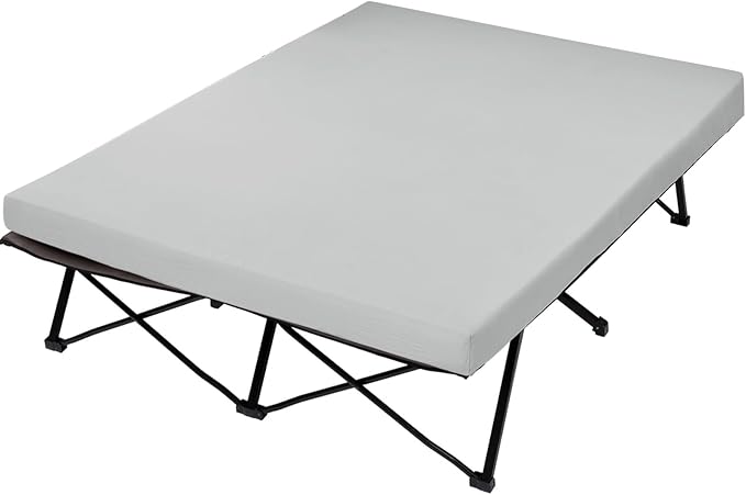 CYMULA Camping Cot Mattress 2in Memory Foam Sleeping Pad,Soft Warm Non-Slip Camping Mattress Topper with Retaining for Adults,Portable Roll up Pad for Travel（only Mattress）