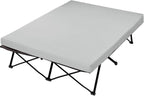 CYMULA Camping Cot Mattress 2in Memory Foam Sleeping Pad,Soft Warm Non-Slip Camping Mattress Topper with Retaining for Adults,Portable Roll up Pad for Travel（only Mattress）