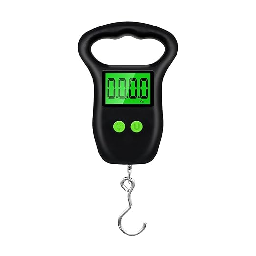 Portable Hand Held Digital Luggage Scale, 50kg/10g Hanging Scale with Hook and Measuring Tape – for Travel, Fish, and Parcels(Small Hook)
