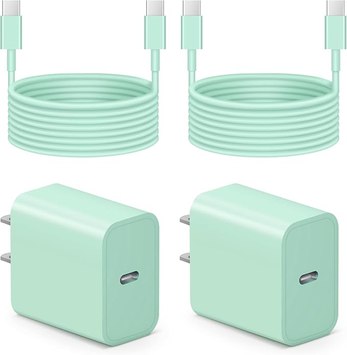 iPhone 17 16 15 Charger Fast Charging 6FT - 20W USB C Charger Block with 6FT Type C to C Cable Compatible with iPhone 17/17 Pro/17 Pro Max/Air/16/16e/15, iPad Pro, iPad Air (Green)