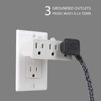 Globe Electric 46505 3-Outlet Lateral Swivel Grounded Wall Adapter Tap, White Finish