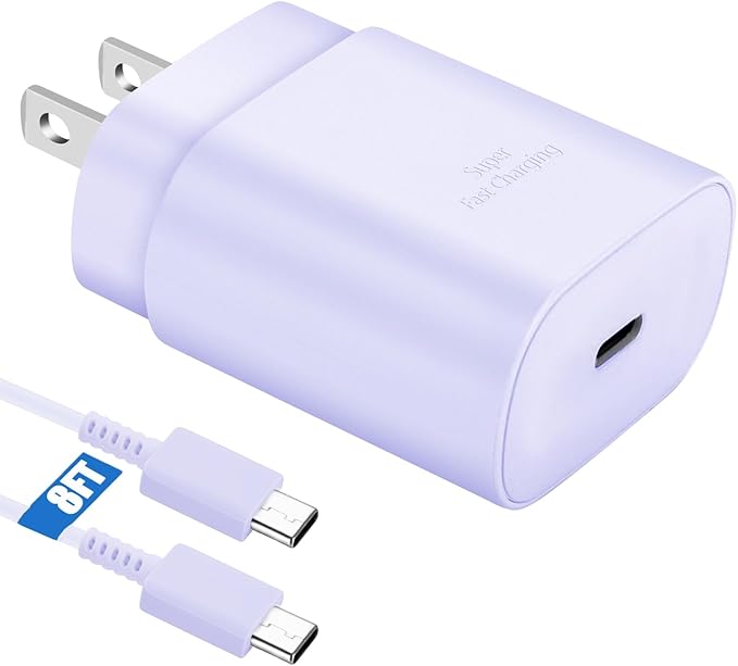 Super Fast Charger Type C,25W USB C Wall Charger Fast Charging Block & 8Ft Cable Cord for Samsung Galaxy S26 S25 S24 Ultra/S24/S24+/S23 Ultra/S23/S23+/S22/S22 Ultra/S22+/S21 Ultra/S20 Ultra/Note 20/10