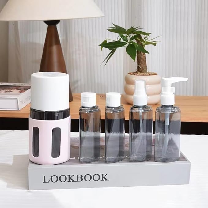 4 in 1 Travel Dispenser, 4 Pack Travel Bottles for Toiletries, Leak Proof Travel Size Containers, Portable Containers for Shampoo Lotion Conditioner Cream (PINK 60 ML)