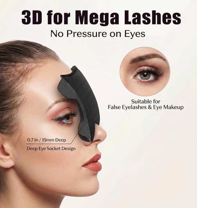 Sleep Mask for Lash Extensions - Blackout Eye Cover, 3D Contoured Sleeping Mask for Side Sleeper, Soft Memory Foam, Eye Masks for Travel, Airplane, Night(Cloud Black, Cloud Purple)