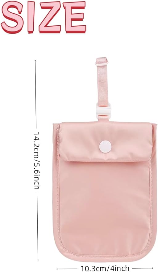 uvbws2PCS Travel Hidden Bra Wallet - Travel Women's Neck Bag - Hidden Money Bag with Adjustable Elastic Band - Ensuring Safe Travel of Valuable Items-Pink+Black