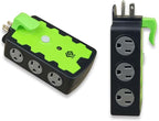OSKOS 6-Grounded-Outlet Power Hub with Swivel Safety Cover (ETL Listed), Outdoor Use, Resettable 15A Circuit Breaker, 25FT Extension Cord with Locking Outlet (UL Certified). Combo Pack.