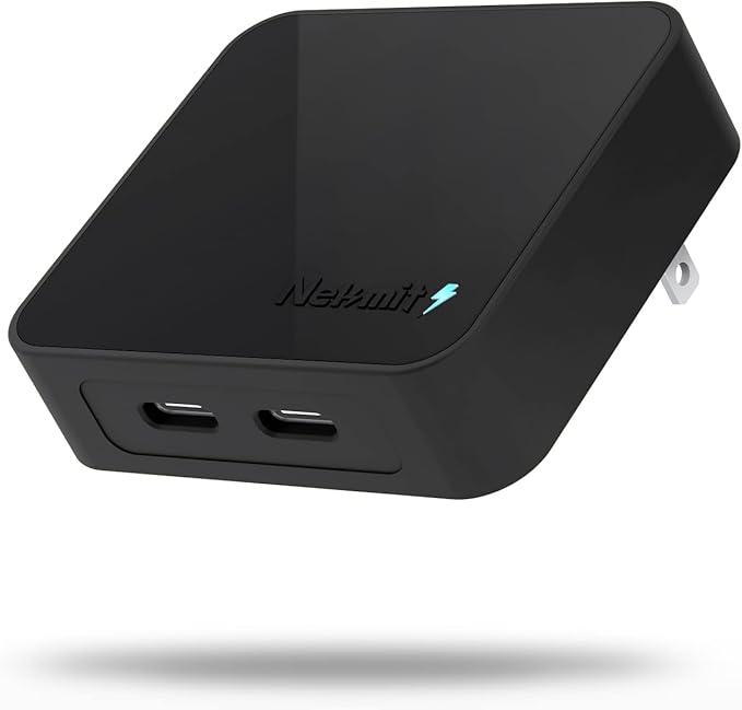 Nekmit Dual Port USB C Wall Charger, 40W PD Fast Charging USB C Wall Plug Adapter, Flat Thin Slim Charger Block for iPhone 17/17 Pro/17 Pro Max, Galaxy, MacBook Air, iPad, AirPods and More