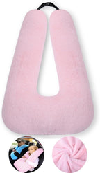 FHSGGP Travel Pillow Cushion for The Back Seat of Car Car Pillow for Kids A Sleeping Artifact Suitable for Long-Distance Travel of Adults and Children Travel Pillow for Kids Pink
