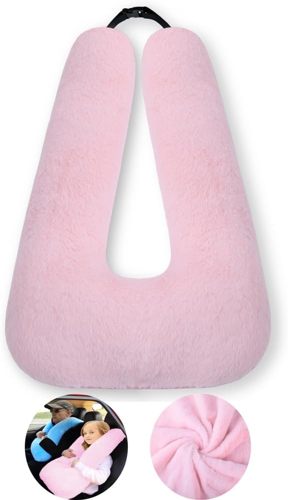 FHSGGP Travel Pillow Cushion for The Back Seat of Car Car Pillow for Kids A Sleeping Artifact Suitable for Long-Distance Travel of Adults and Children Travel Pillow for Kids Pink