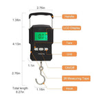 Portable Electronic Hook Scale Digital Hanging Bag Luggage Weight Scale Fishing Scale with Measuring Tape 165Lb Black
