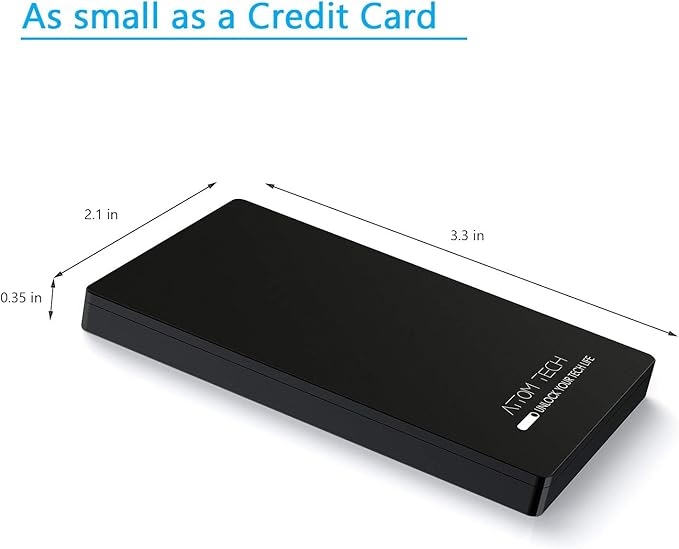 Dual USB Output Super Slim Power Bank Ultra Thin, 3000mAh Portable Charger Mini External Phone Battery Pack Small Dual Outlet, Emergency Phone Power Backup (Black)