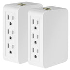 6 Outlet Wall Adapter, UL Listed 3-Prong Grounded Outlet to The Side, Wall Plug Side Access Adapter, 6 Way Outlet Extender Tap, White (1)