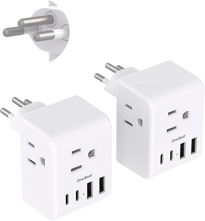 2 Pack Switzerland Travel Plug Adapter, Type J Power Adaptor with 3 Outlets 4 USB Charging Ports(2 USB C), Swiss Outlet Adapter Travel Plug for US to Switzerland, Liechtenstein, Rwanda