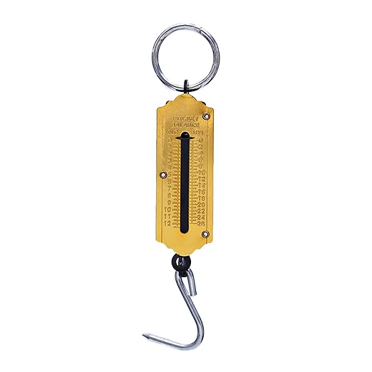 Yellow Fishing Scale with Hook Portable Mechanical Luggage Scale Weight Scale Auto-Off Function for Household, Shops, Luggage, Travel, Fishing, Outdoors