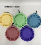 Collapsible Travel Pet Bowl with Carabiner for Dogs and Cats, Portable Silicone Pet Bowl for Waking, Hiking and Traveling (Purple)