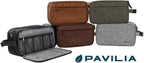 PAVILIA Toiletry Bag for Men, Travel Essentials Shaving Dopp Kit, Mens Travel Bag Toiletries Organizer Case for Grooming, PU Leather Water Resistant Cosmetic Bag Pouch (XL, Heather Grey)