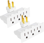 3 Outlet Wall Adapter, VSEER ETL Listed 3-Prong Grounded 180 Degree Swivel Indoor AC Mini Plug Wall Outlet Extender Tap White (2 Pack)