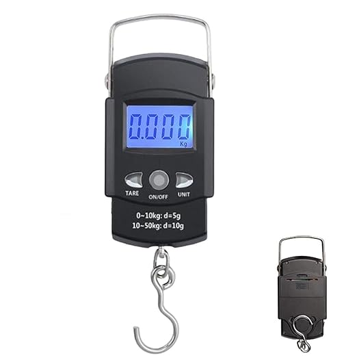 Luggage Weight Scale, 2pcs Hanging Scale Digital Electronic Fishing Hook 50kg with Backlit Display and Tape Measure,for Travel