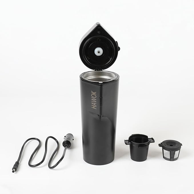 HAWOK Prtable Coffee Maker 12V Travel Espresso Machine, Single Cup 8 oz
