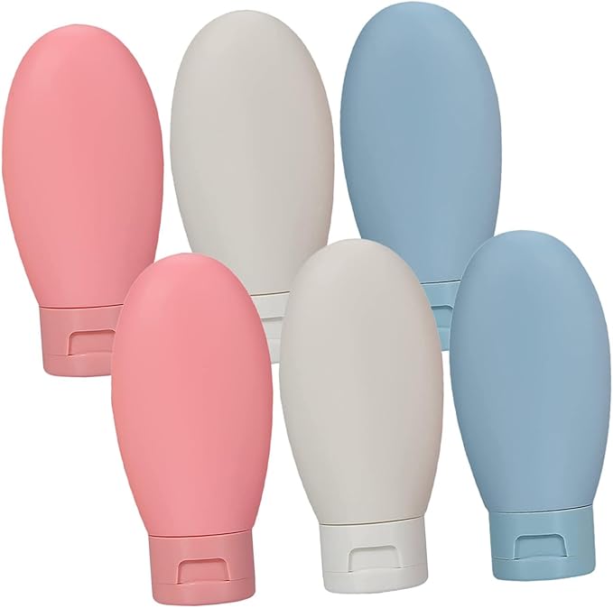 HEALLILY 6pcs 60ml Travel Shampoo and Lotion Containers Refillable Squeeze Bottles Leak-proof Cosmetic Cream Jars for Toiletries and Travel Toiletry Kits