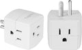 3-Outlet Extender Wall Tap Cube 2 Pack, 3-Prong Grounded Wall Tap, Easy Access Design, Adapter Spaced Outlets, Multiple Plug, Power Splitter, Use for Home Office School Dorm，Travel, ETL Listed, White