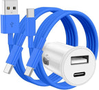 USB C Car Charger for iPhone 17 16 15 Pro Max,40W Dual Port USB-C & USB-A Car Fast Charging Adapter, 2X3FT C to C Cable & A to C Carplay Cable for iPhone 17 16 15 Series/iPhone Air, iPad, Samsung-Blue