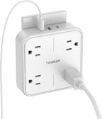 TESSAN Multi Plug Outlet Extender, Surge Protector Splitter with 3 USB (1 USB C Port) Wall Charger, Multiple Expander for Travel, Home, College Dorm Room, White