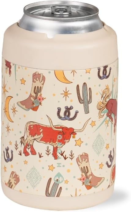 HydroJug Standard Can Cooler - 2-in-1 Insulated Can Cooler Cup - Stainless Steel Can Holder with Non-Slip Rubber Base - Screw-Top Lid - Dishwasher Safe - 12oz, Rodeo