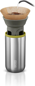 WACACO Cuppamoka Coffee Pot, Portable Drip Coffee Maker, Pour Over Coffee Machine with 10 Cone Paper Filters, Manually Operated, Stainless Steel Coffee Brewer, 10 fl oz