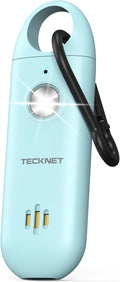 TECKNET Personal Safety Alarm,Portable Personal Alarm for Women with Flashing Strobe Light & Low Battery Alert,130dB Rechargeable Emergency Keychain Alarms for Women ,Men,Kids,Seniors(Blue)