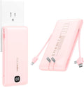 VEEKTOMX Portable Charger with Built in Cables 10000mAh, Power Bank for iPhone with Wall Plug, Travel Essential Fast Charging USB C Slim External Battery Pack for iPhone 17/16/15/14, Samsung, iPad,etc