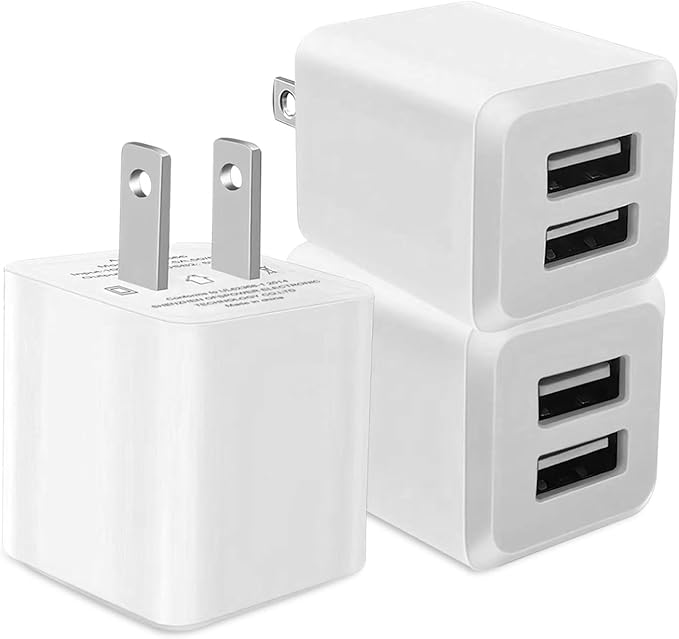 USB Wall Charger, Dual Port Cube Power Adapter Charger Plug Block Charging Box, Dual Port Wall Fast Charging Adapter, Compatible for i Phone 14 13 12 11，Milky White