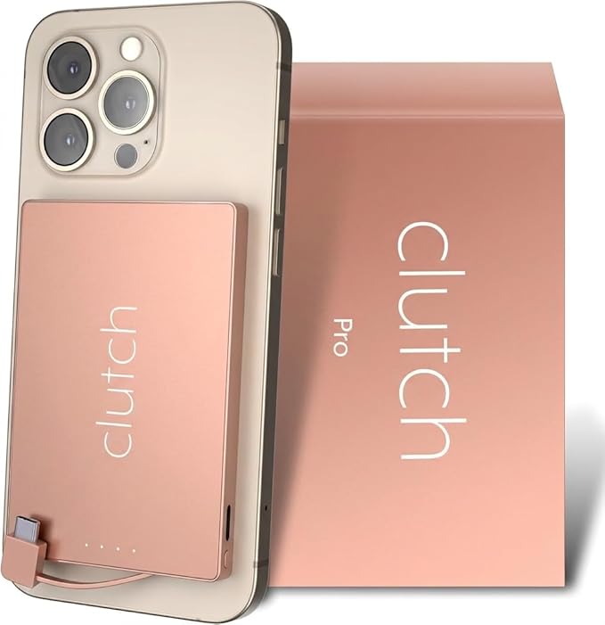 Clutch - Pro USB-C Portable Charger - Compatible with iPhone 15, 16, 17 & Android Devices - Power Bank Magnetic Battery - TSA Travel Approved - USB Rechargeable - Built-in Cable - 5000 mAh - 3.7oz