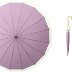 ThreeH Big Beatiful Umbrella with Arc Classic Wood Handle 16 Ribs 48" Windproof Sturdy Stick Rain Umbrella