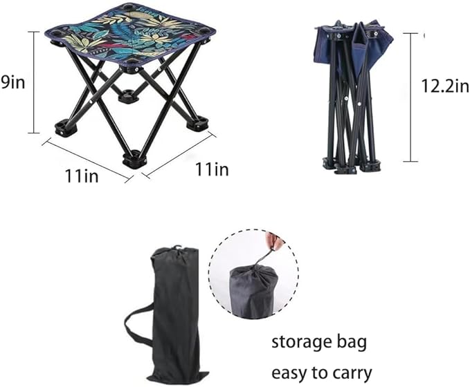 Portable Folding Stool, Compact Lightweight Camping Stool, Outdoor Camping Samll Chair for Fishing Hiking Gardening Outdoor Walking Backpacking Travelling and Beach with Carry Bag