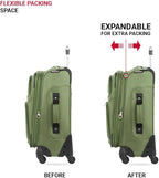SWISSGEAR Sion Softside Expandable Spinner Luggage Durable Lightweight Travel Suitcase, Evergreen, 3-Piece Set (21/25/29)
