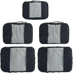 TravelWise 5 Piece Packing Cube Set, Durable Lightweight Luggage Organizer System with Small, Medium and Large Cubes for Travel, Weekender and Carry On Use, Black